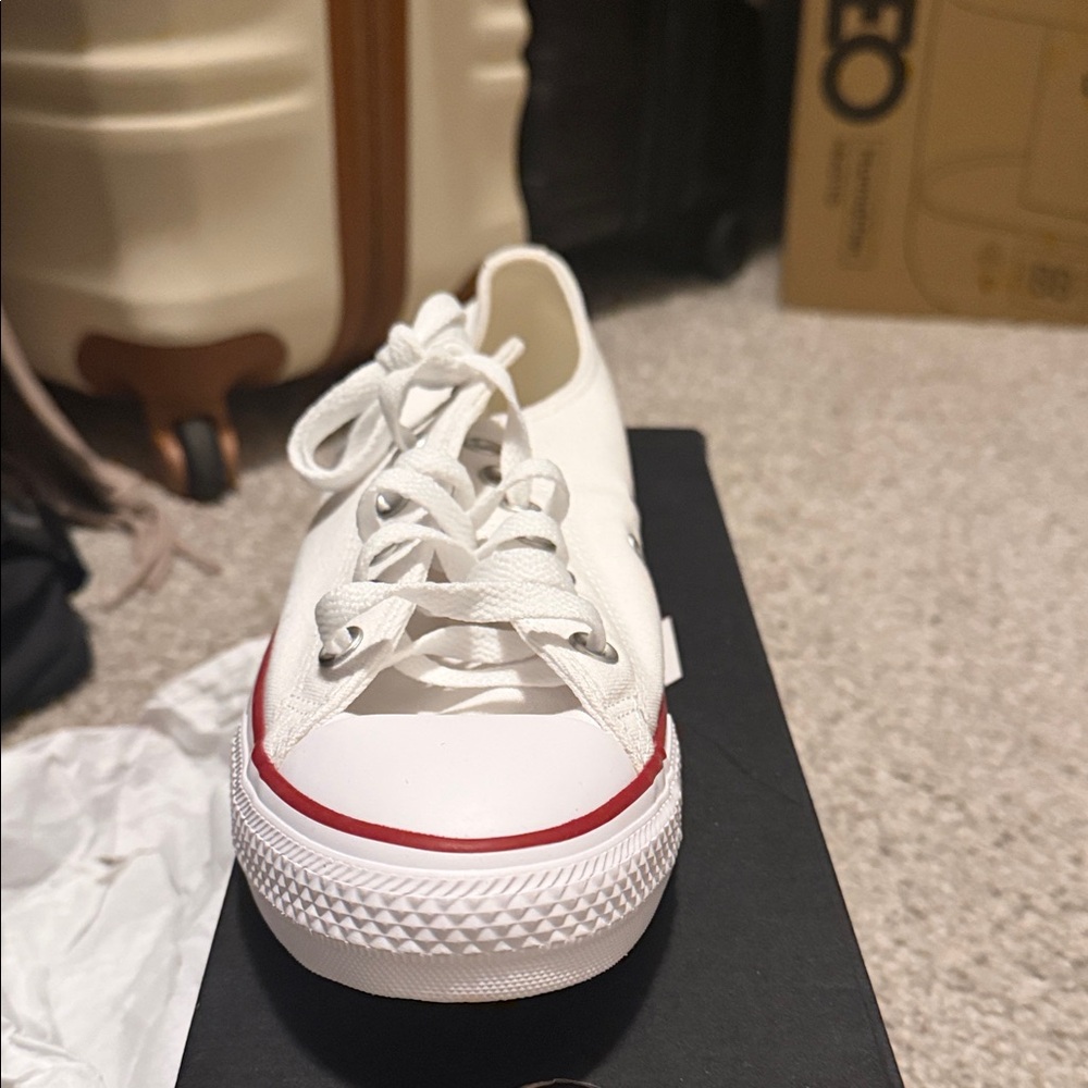 Converse All Star White with Red Trim Sneakers